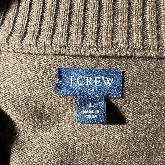 J. Crew LambsWool Blend Shawl Henley Sweater Mens Size Large Brown Office - Picture 5 of 8